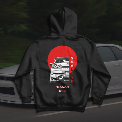 "Nissan R34 Skyline" Back Printed Hoodie